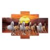 Set of Five Seven Running Horses Vastu Framed Wall Painting Scenery for Wall Decoration Living Room Bed Room Home Decor Office (75 X 43 CM) H8