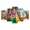 Set of Five Rajasthani Village Lady Scenery Framed Wall Painting for Home Decoration, Paintings for Wall Decoration, Living Room, 3D Scenery for Home Decor Big Size (75 X43 CM)