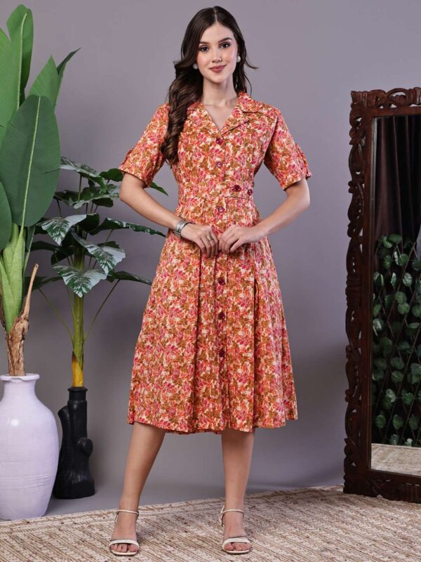 Women's MultiColor Velvet Floral Print Fit & Flare Dress